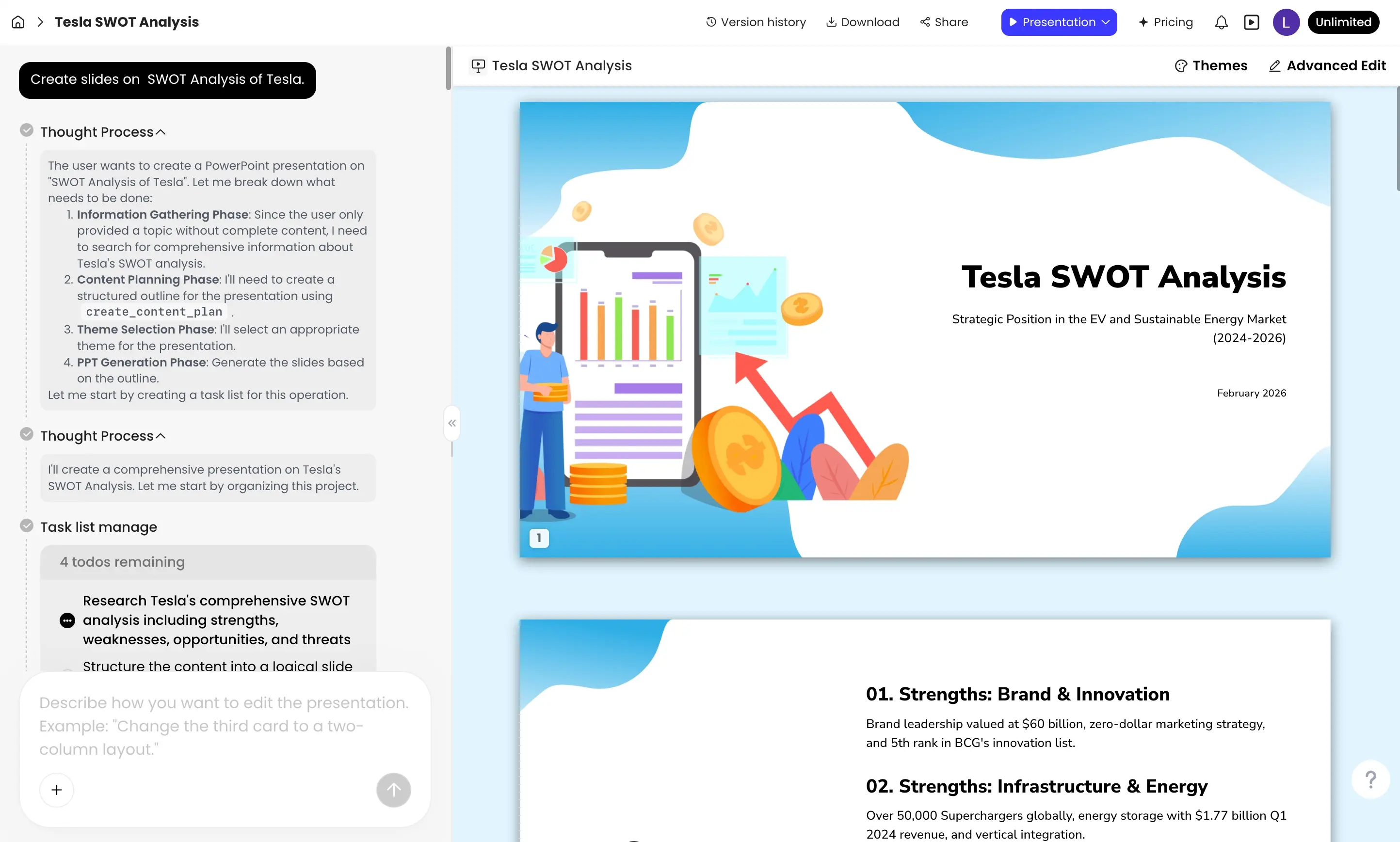 AI presentation editor preview