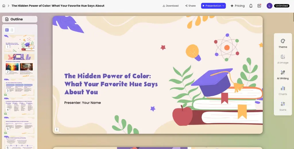 Education and training AI presentation example
