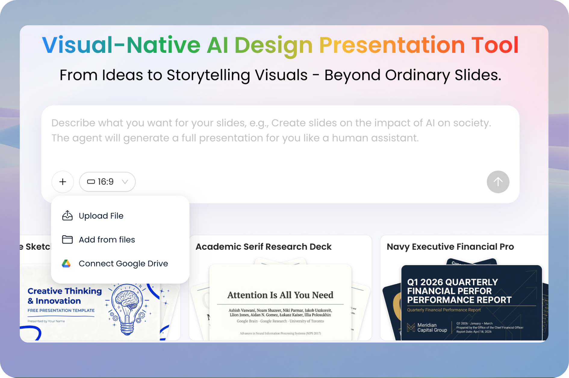 Prompt or file upload for AI PowerPoint