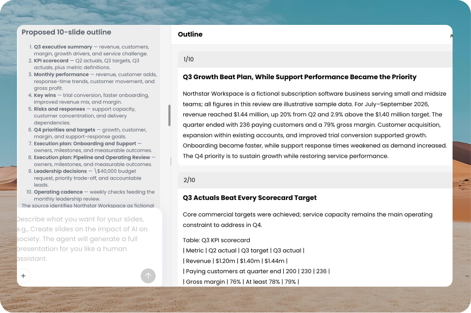 Review the outline and design