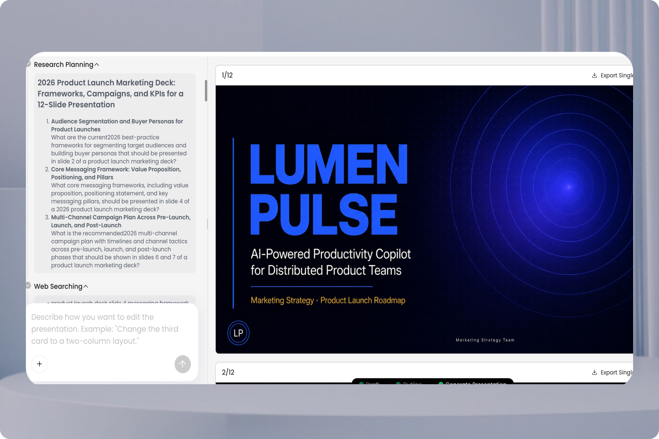 Marketing and Sales Presentations example