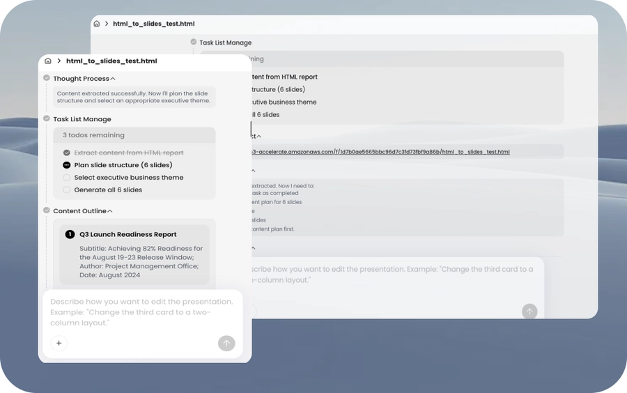 Generated PPT outline from the uploaded HTML report