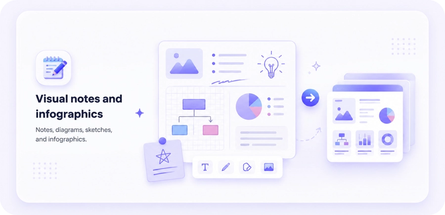 Icon representing visual notes and an infographic