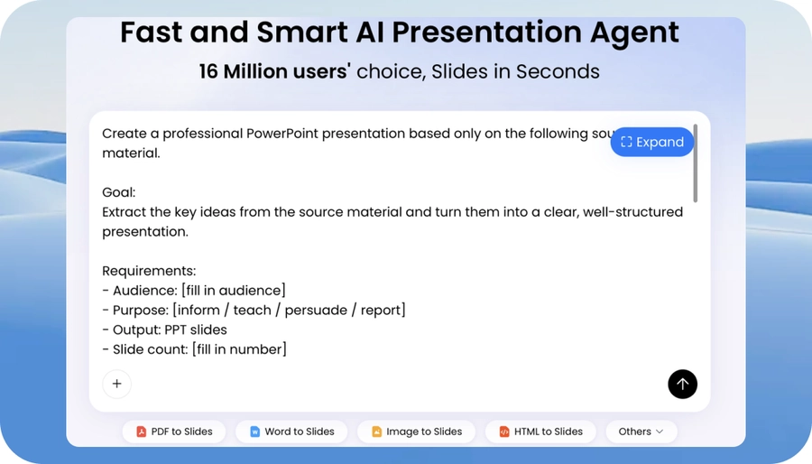 Prompt example for turning source material into a PPT