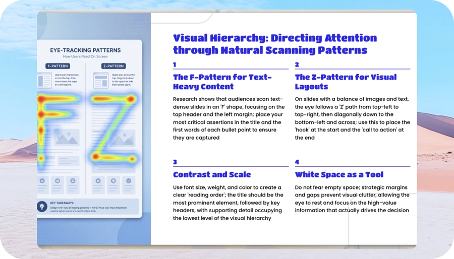 Visual hierarchy guidance for a structured PPT