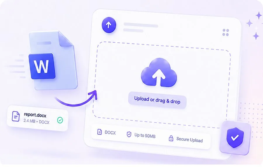 Seleziona e carica un documento Word per la conversione AI in diapositive