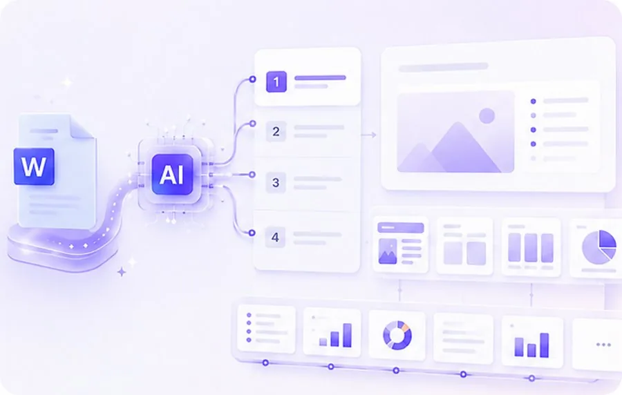 AI che analizza contenuti Word e genera la struttura delle diapositive