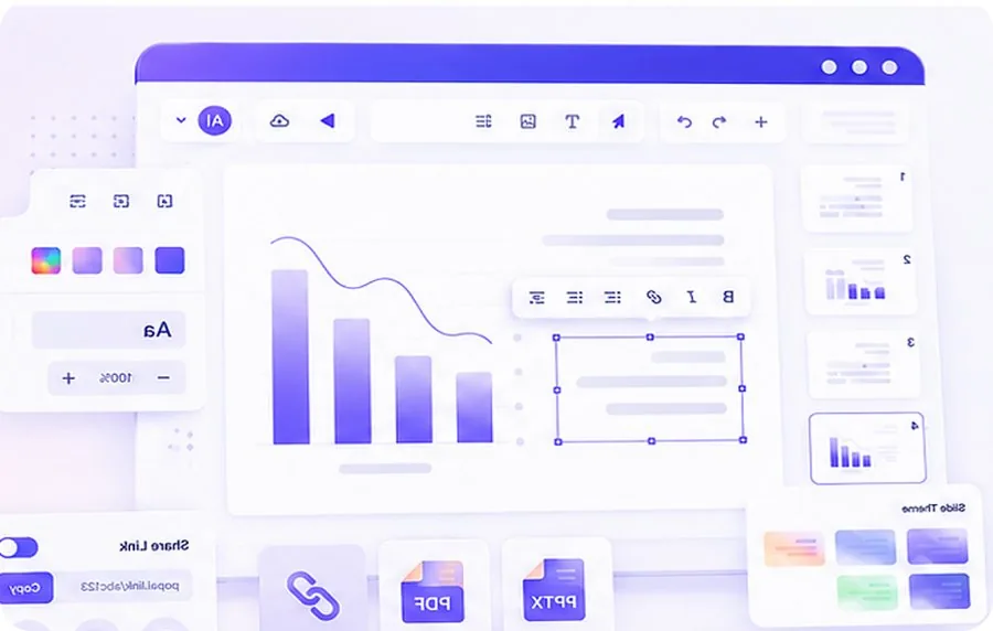 Modifica ed esporta diapositive generate dall'AI in PPTX o PDF